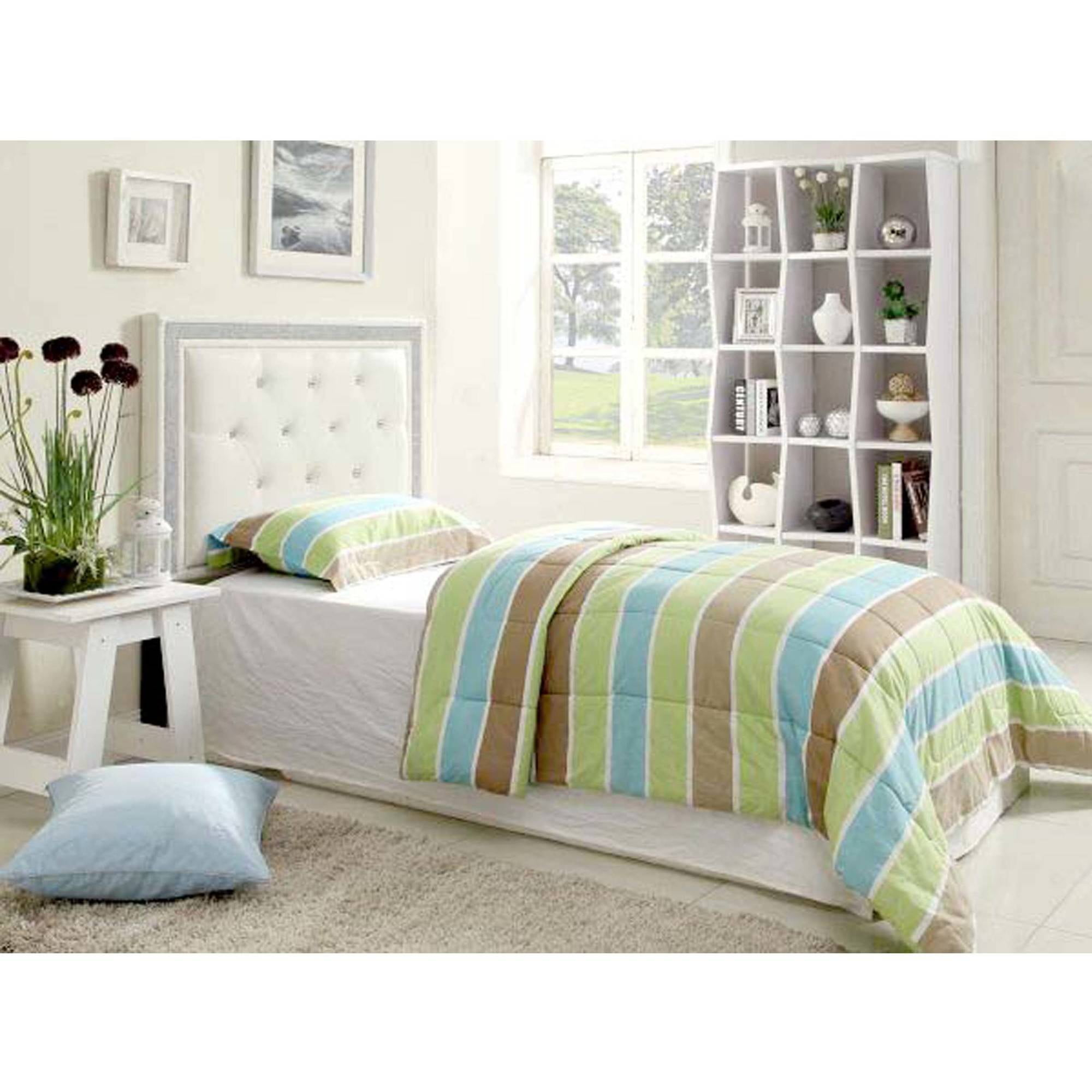 Best Master Furniture Tufted Vinyl Upholstered Headboard, Queen, White