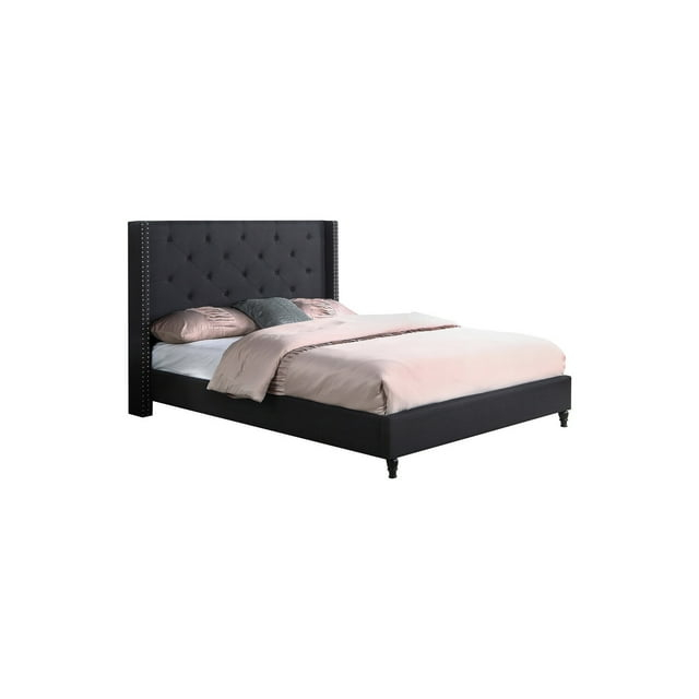 Best Master Furniture Valentina California King Size Transitional Wood Platform Bed, Black