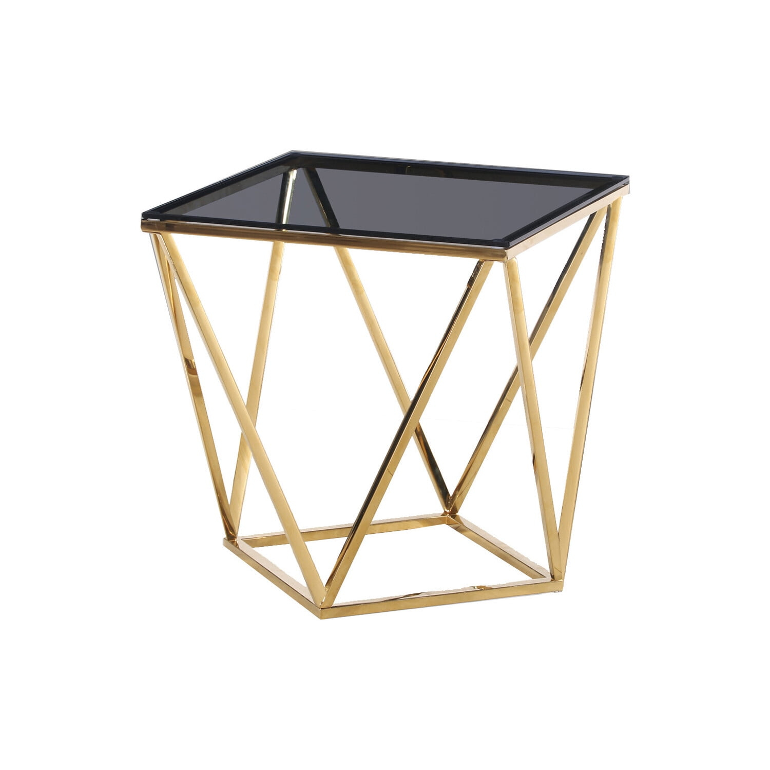 Best Master Furniture Best Master Glass and Stainless Steel End Table in Silver/Smoked