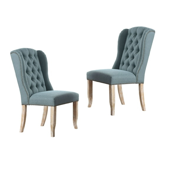Best Master Huntington Tufted Back Fabric Dining Side Chair- Sea Blue (Set of 2)