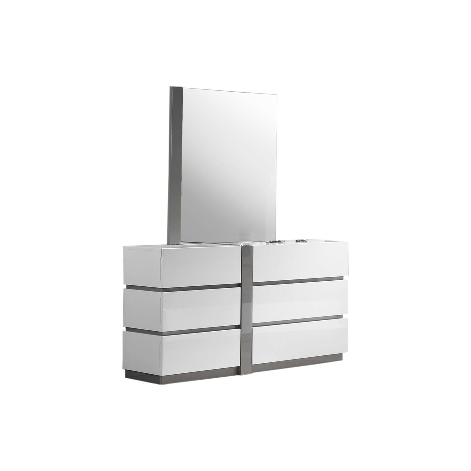 Best Master Seville 2-Piece Engineered Wood Dresser and Mirror Set in White