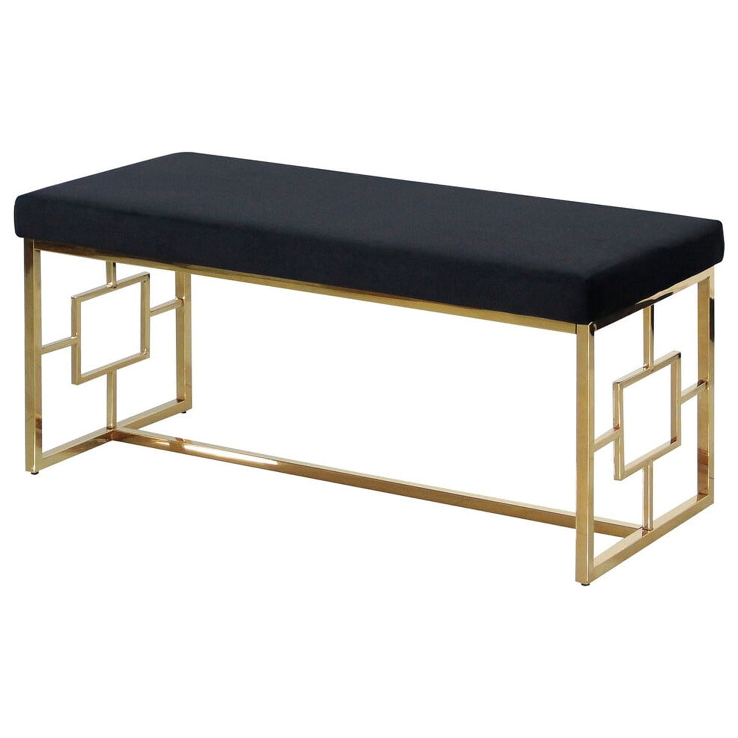 Best Master Velvet and Stainless Steel Bench in Black and Gold