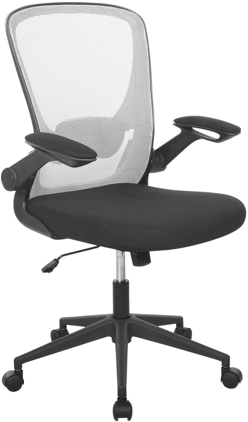 Office Chair Desk Computer Chair with Lumbar Support Flip-up Arms Swivel Rolling Executive Task Mesh Adjustable Ergonomic for Adults(White)