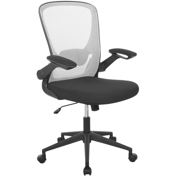 Office Chair Desk Computer Chair with Lumbar Support Flip-up Arms Swivel Rolling Executive Task Mesh Adjustable Ergonomic for Adults(White)