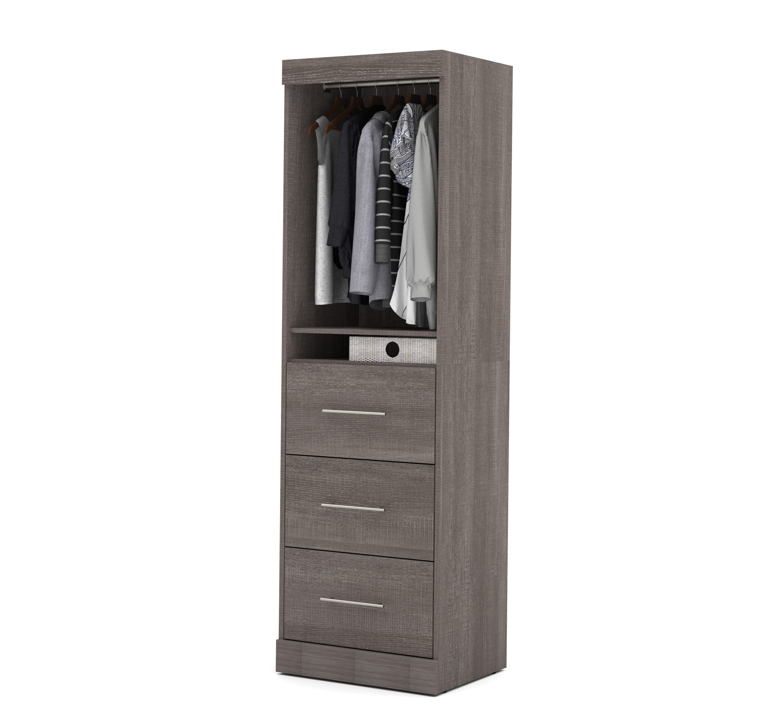 Bestar Nebula 25W Engineered Wood Storage Unit with 3 Drawer in Bark Gray