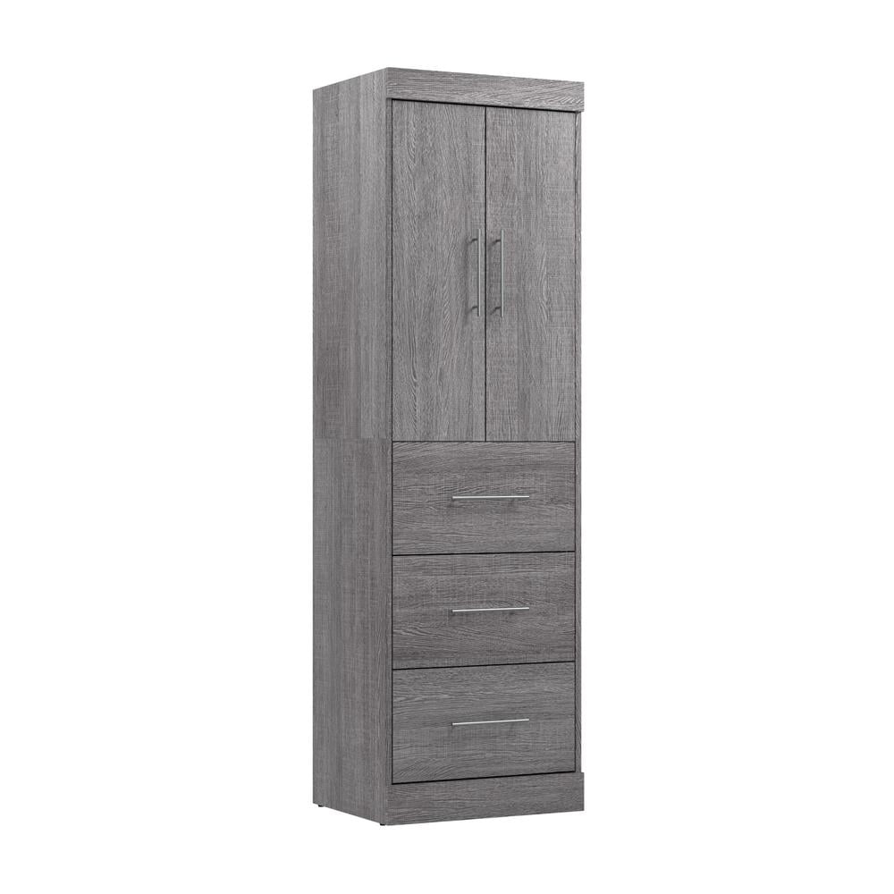 Bestar Nebula 25W Engineered Wood Storage Unit with 3 Drawer in Bark Gray