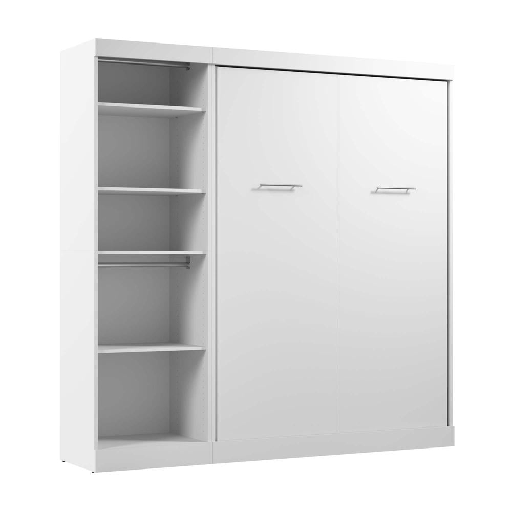 Bestar Nebula Engineered Wood Full Murphy Bed with Closet Organizer in White