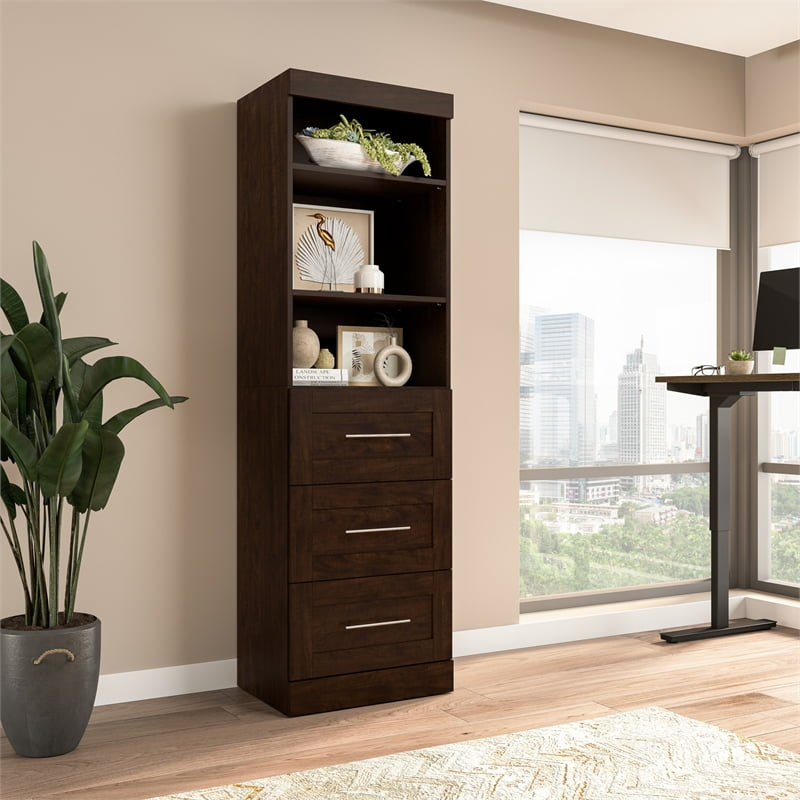 Bestar Pur 25W Closet Organizer with Drawers in Chocolate - Engineered Wood