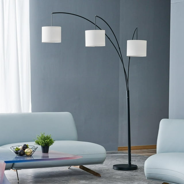Bestco 83" Modern Arc Floor Lamp with Hanging Drum Shades 3 Light Tree Standing Light
