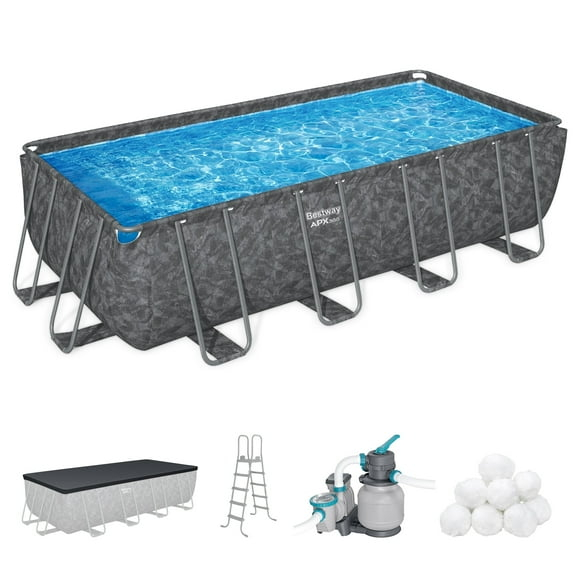 Bestway APX 365 18' x 9' x 52" Rectangle Above Ground Swimming Pool Set