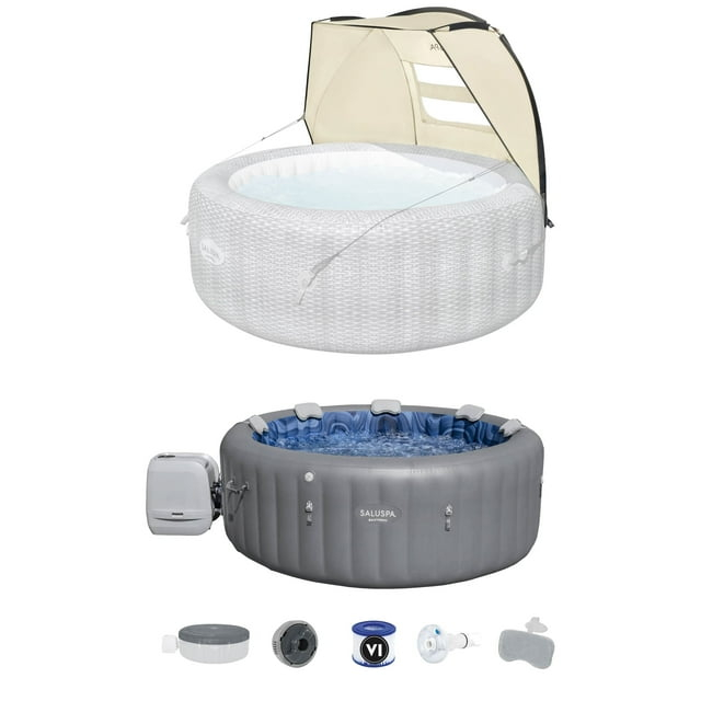 Bestway SaluSpa Canopy with Santorini Inflatable Hot Tub w/ Pump #P09120