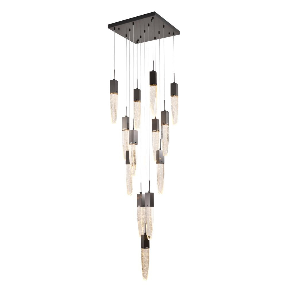 Bethel International Chandelier Black  Metal & Crystal