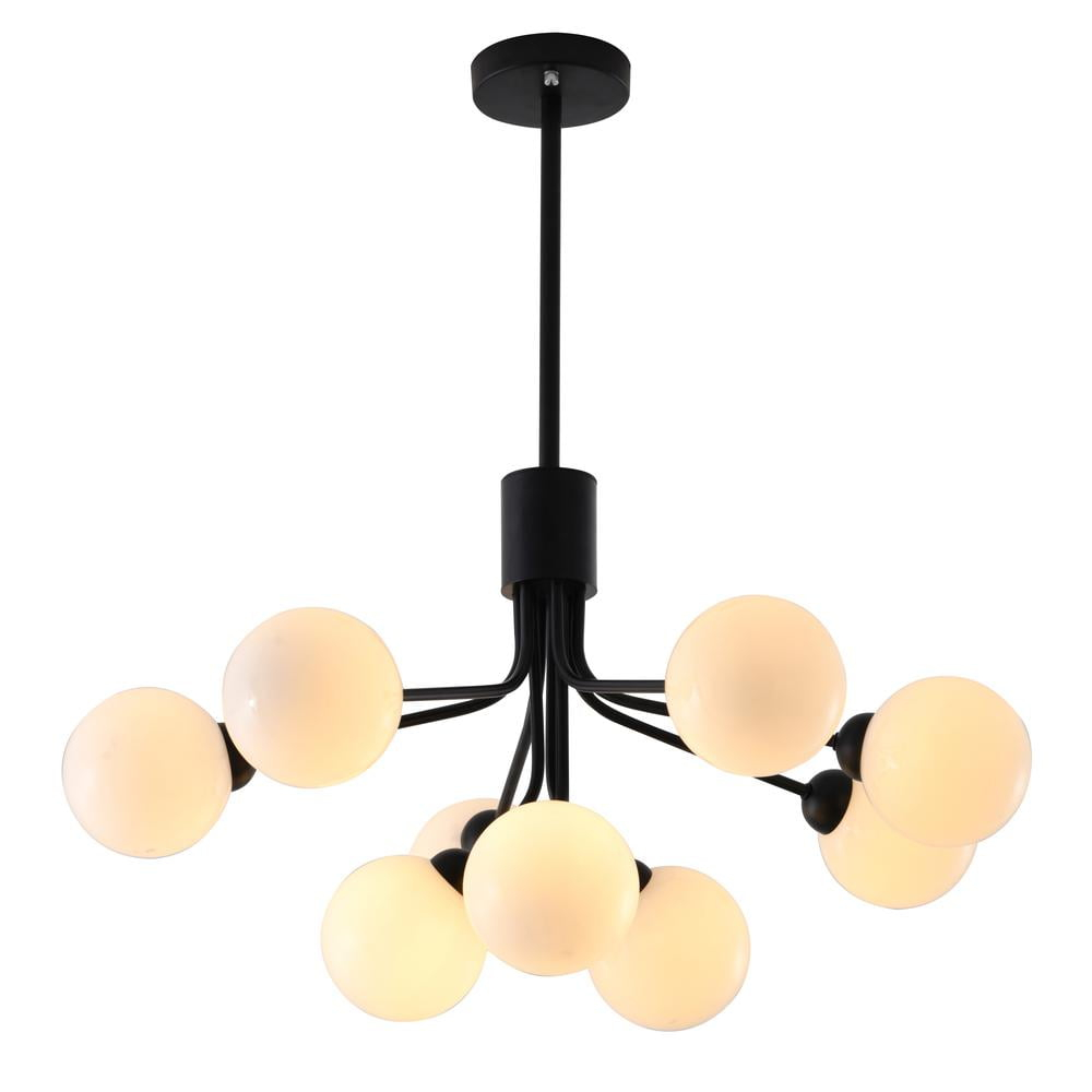 Bethel International Chandelier Black Metal & Glass
