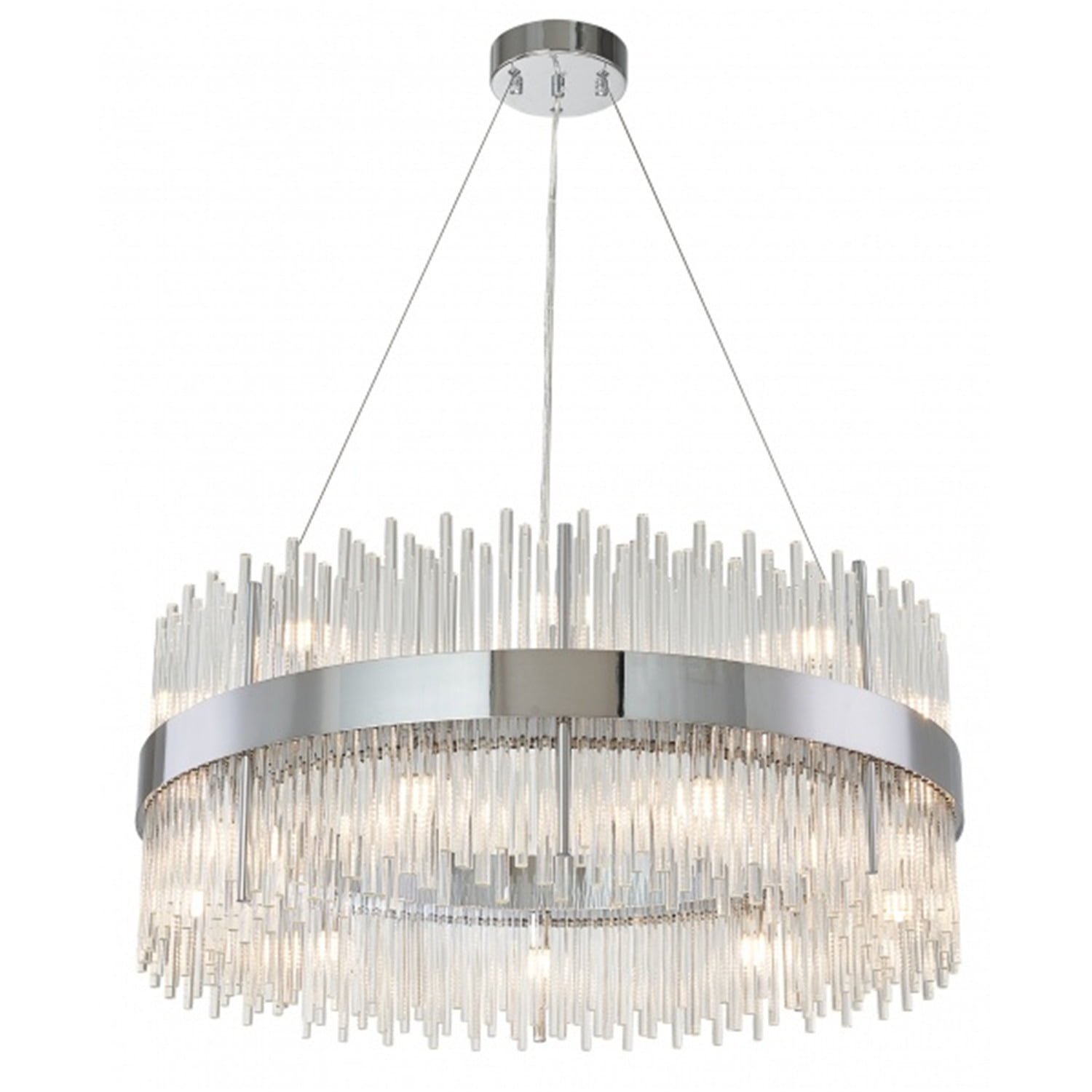 Bethel International Chandelier Chrome Metal & Glass