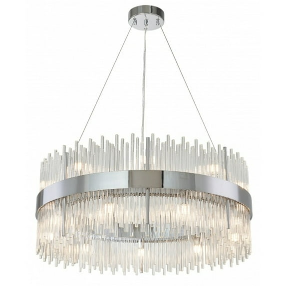 Bethel International Chandelier Chrome Metal & Glass