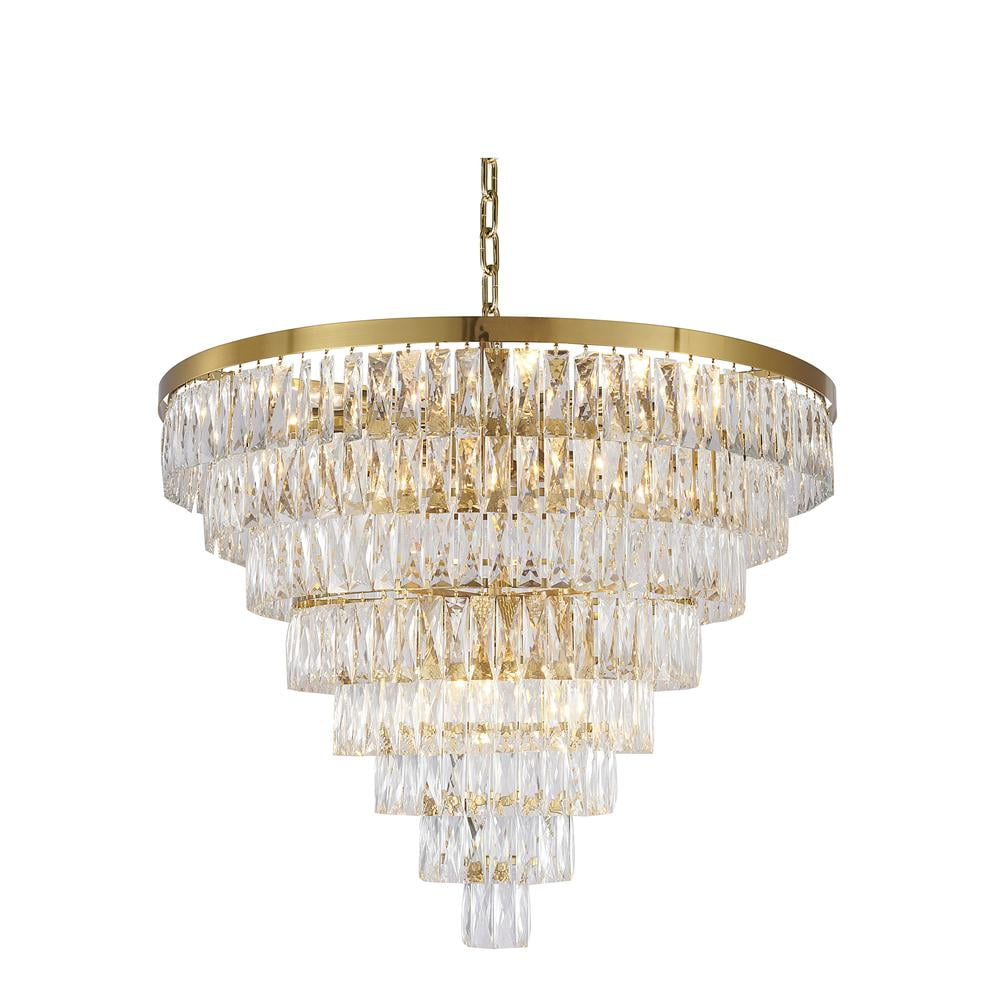 Bethel International Chandelier  Gold Metal & Crystal