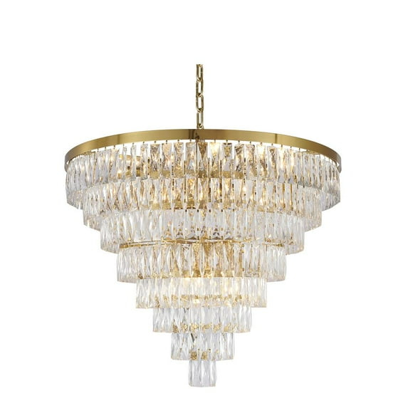 Bethel International Chandelier  Gold Metal & Crystal