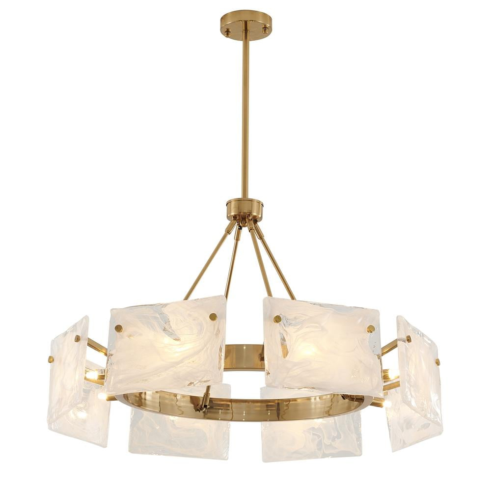 Bethel International Chandelier Gold Metal & Glass