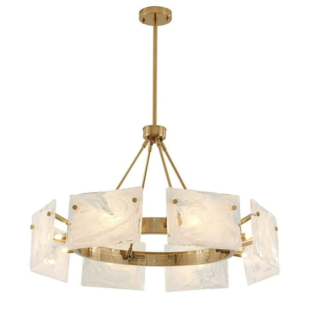 Bethel International Chandelier Gold Metal & Glass