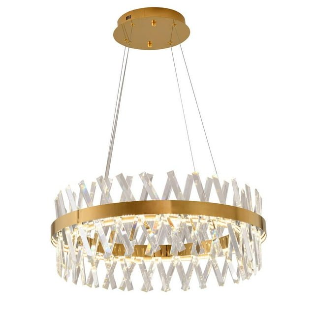 Bethel International LED Chandelier Gold Metal & Crystal