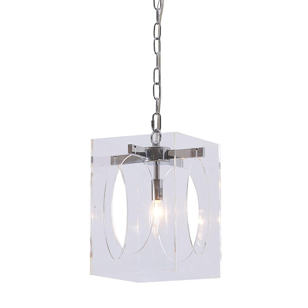 Bethel International Single Pendant Lighting Chrome Metal & Acrylic