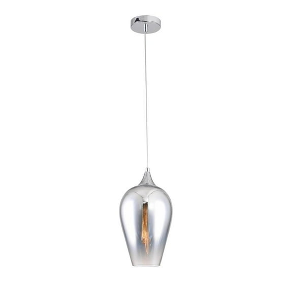 Bethel International Single Pendant Lighting Chrome Metal & Glass