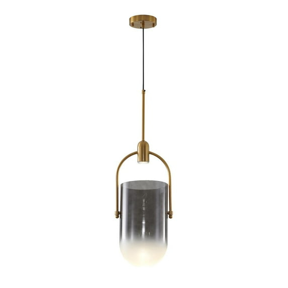 Bethel International Single Pendant Lighting Gold Metal & Glass