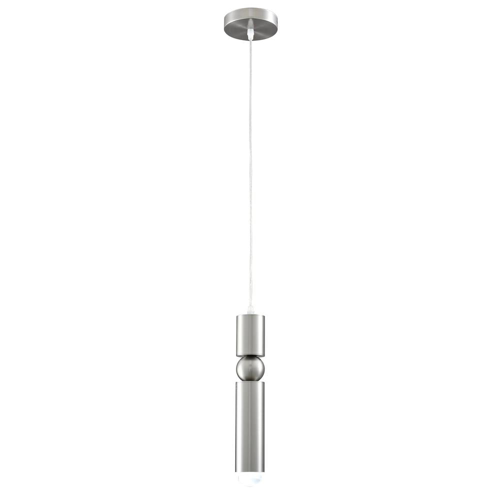Bethel International Single Pendant Lighting Shiny Nickel Metal & Glass