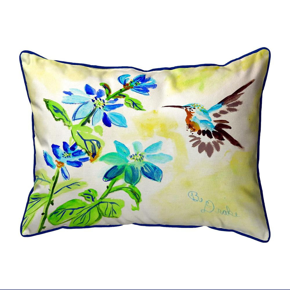 Betsy Drake Interiors Aqua Hummingbird Large Indoor/Outdoor Pillow 16x20