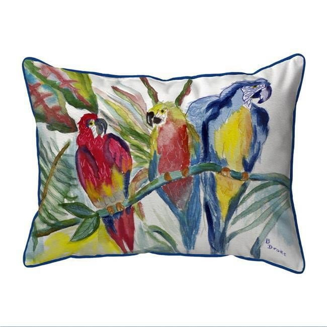 Betsy Drake Interiors Coastal Parrot Family Indoor / Outdoor Pillow