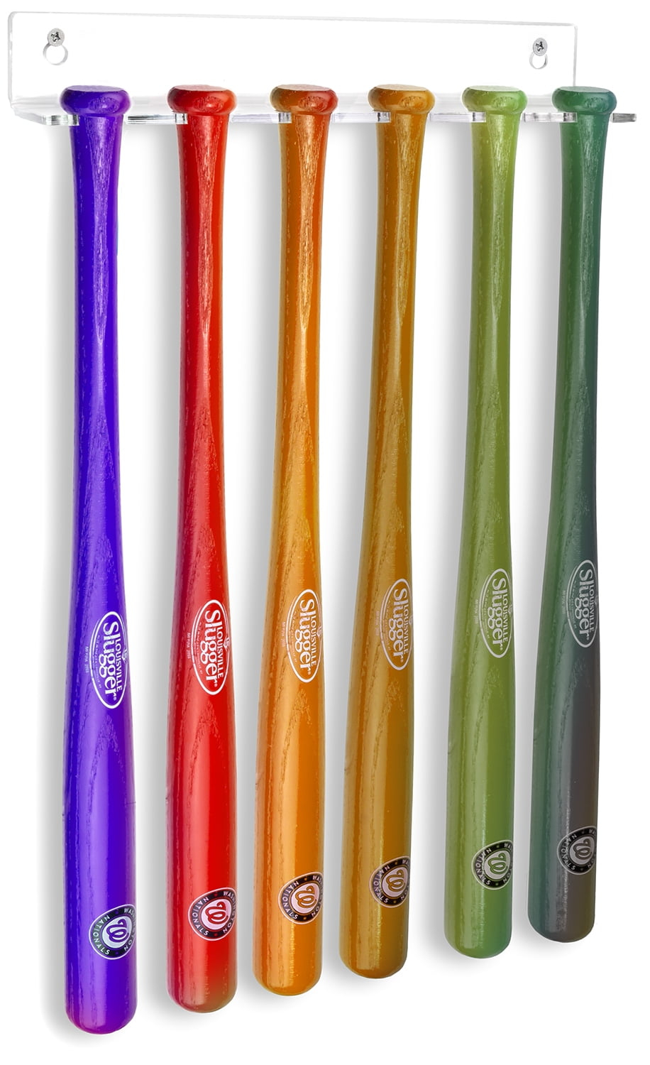 Better Display Cases 6 Medium or Large Mini Baseball Bats (Medium or Large Mini Bats) Display Vertical Clear Acrylic Wall Mount (A066-A)