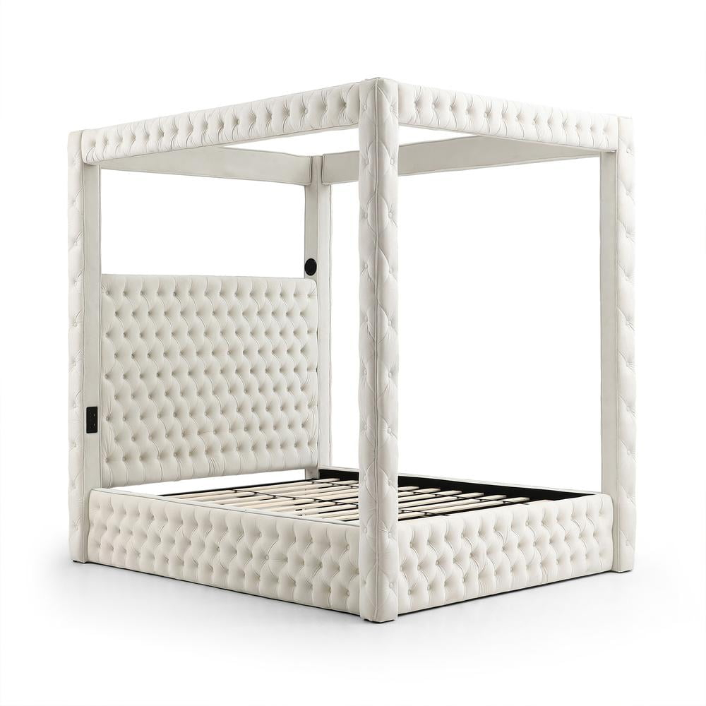 Better Home Products Dream Luxurious Velvet Canopy Bed with Speaker & USB Connection