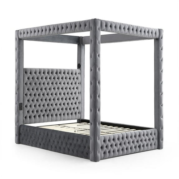 Better Home Products Dream Luxurious Velvet Canopy Bed with Speaker & USB Connection