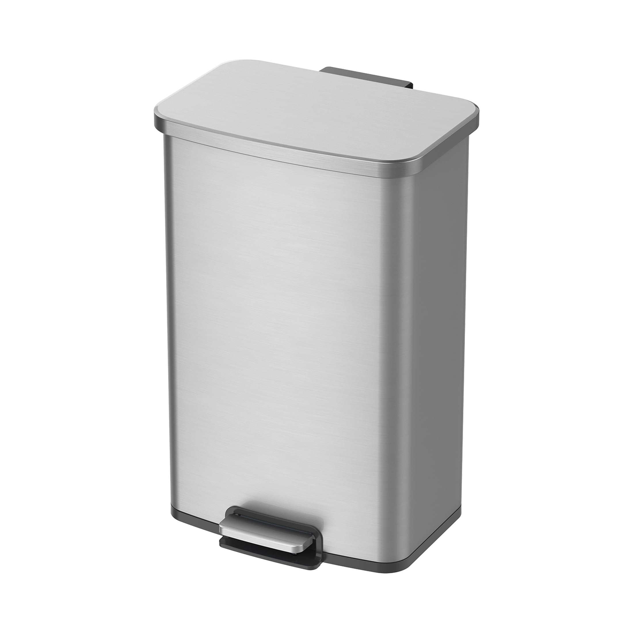 Better Homes & Gardens 13.2 Gallon Rectangular Step Trash Can, Stainless Steel Soft-Close Lid Kitchen Bin