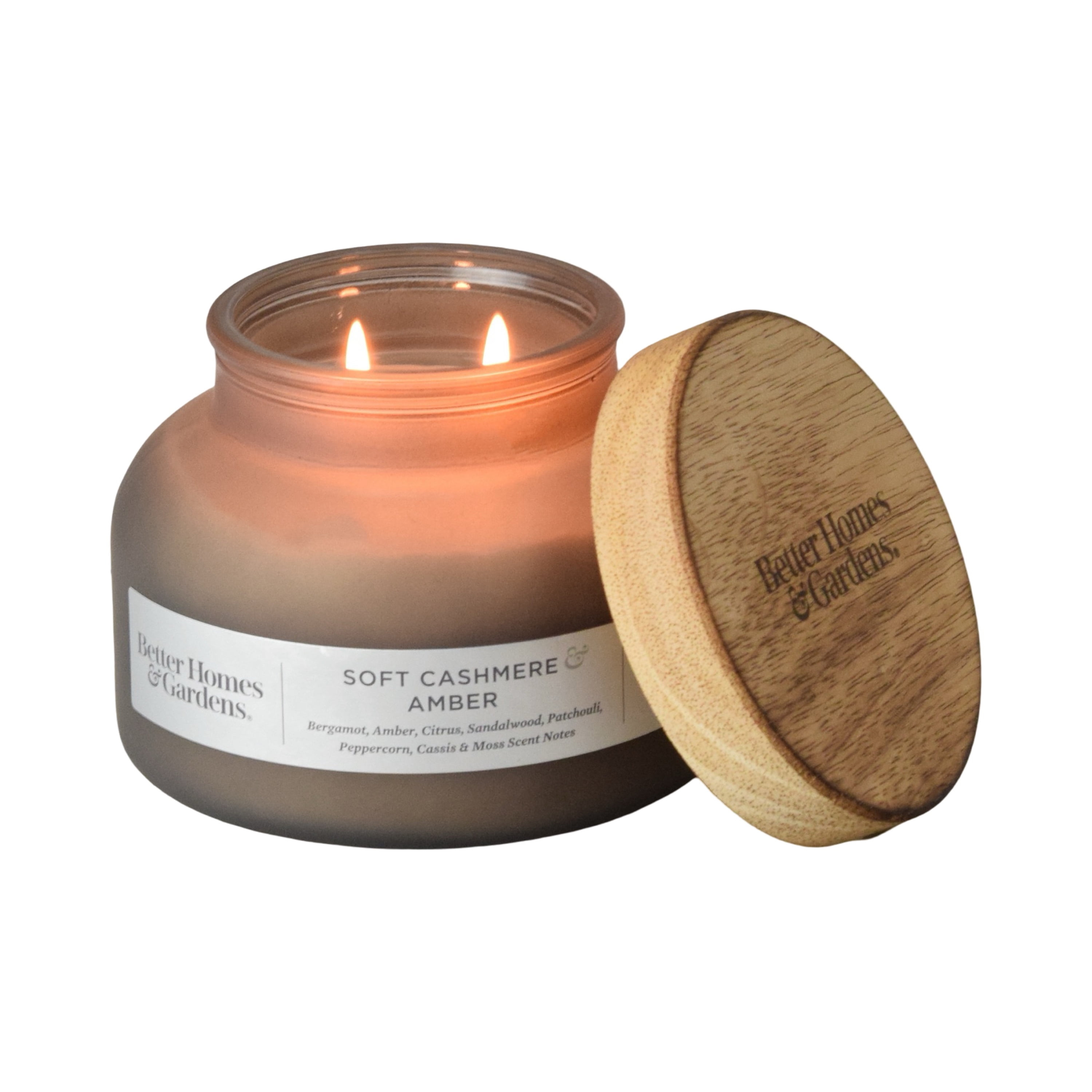 Better Homes & Gardens Soft Cashmere Amber Scented 2-Wick 18oz (510.3 g) Frosted Jar Candle