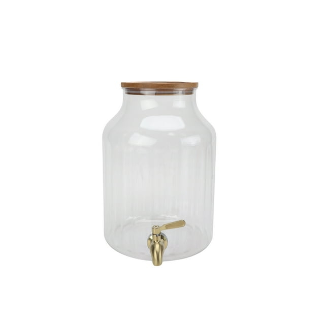 Better Homes & Gardens 2-Gallon Clear Tritan Plastic Beverage Dispenser with Acacia Wood Lid and Stainless Steel Spigot