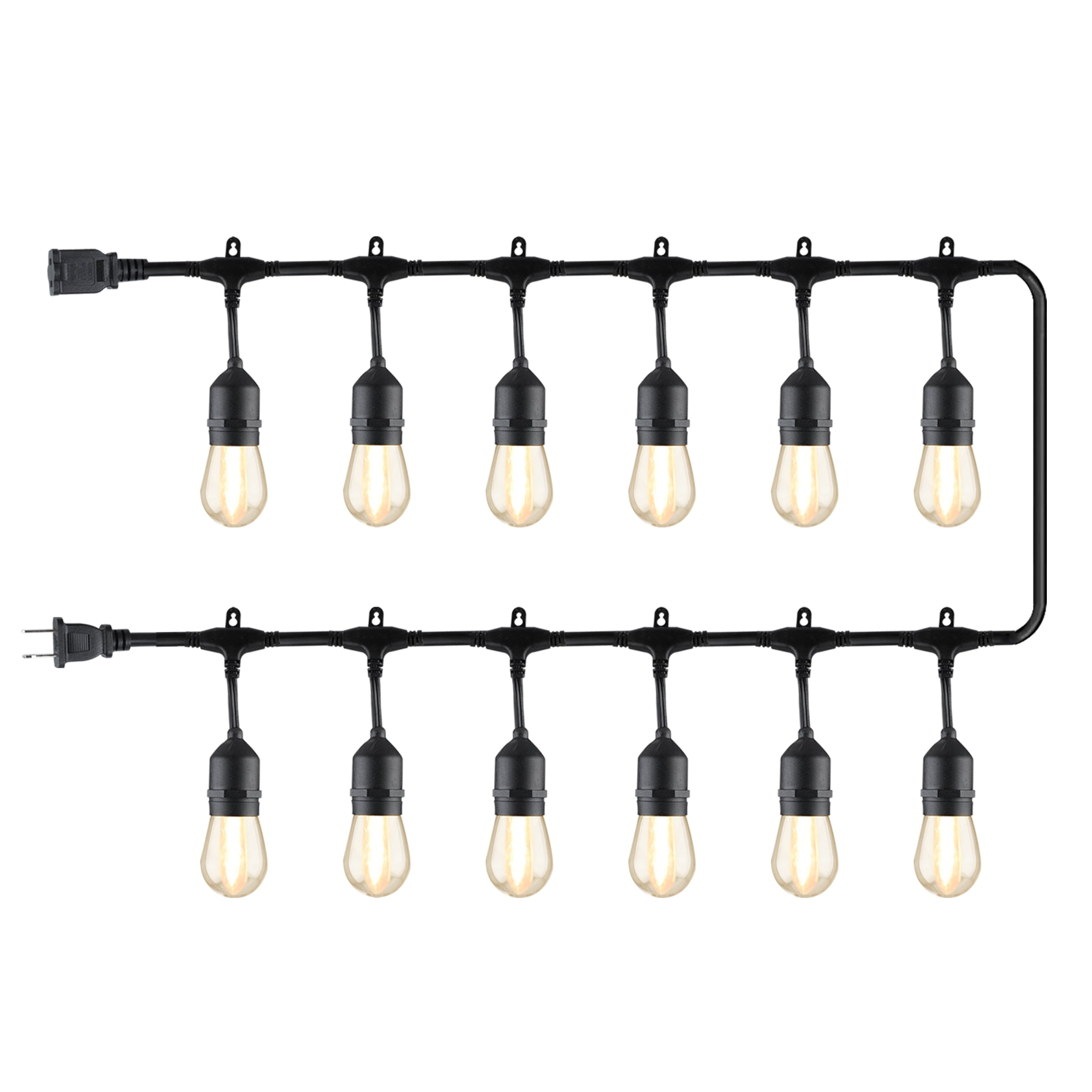 Better Homes & Gardens 24-Foot Outdoor Commercial String Lights, 12 Shatterproof LED Bulbs, Indoor/Outdoor Use