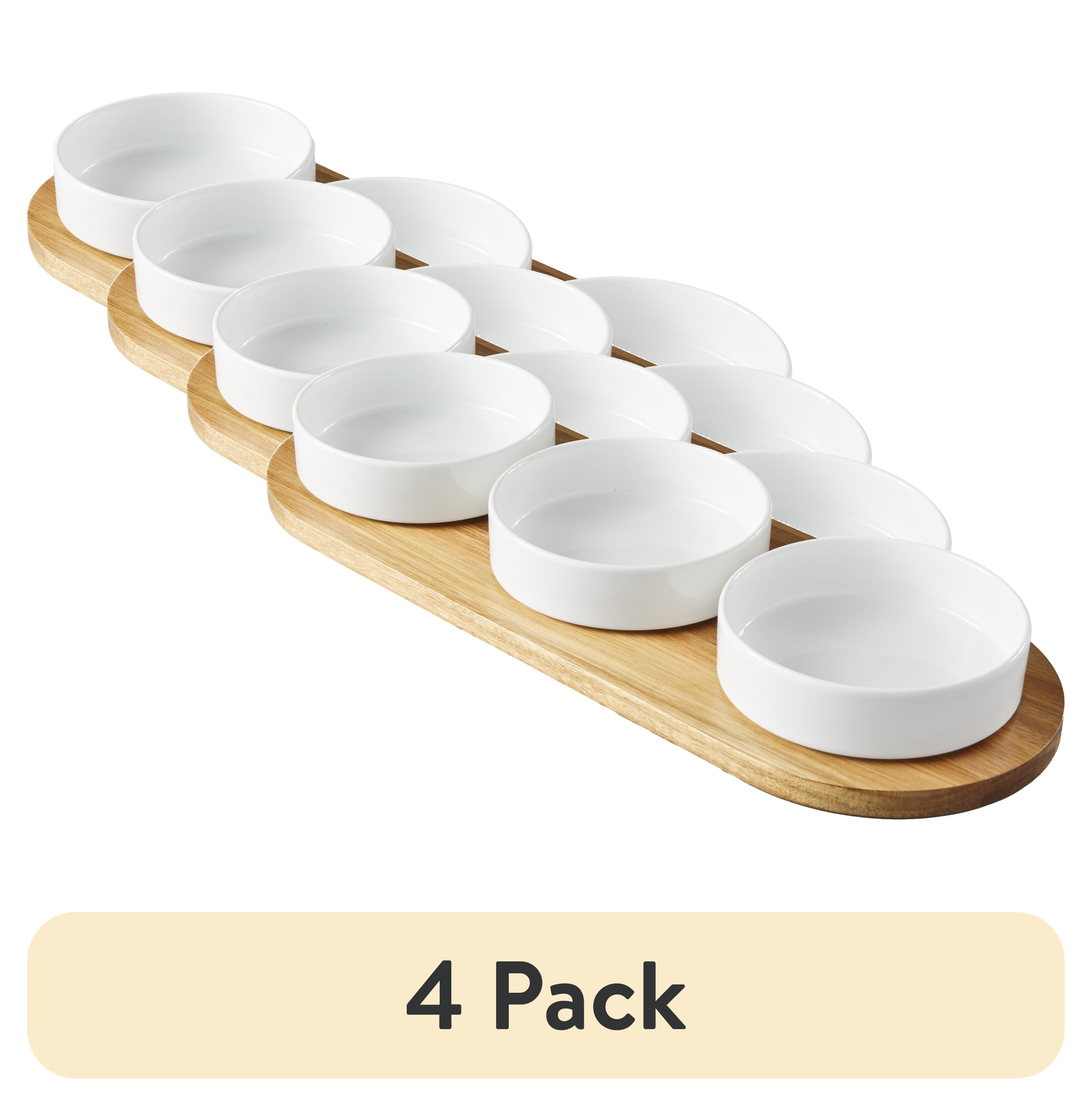 Better Homes & Gardens Acacia Wood Tray and Stoneware Bowl for Condiment, 19.69x7.28x2.17 in,3.96 lb