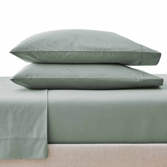 Better Homes & Gardens Cool & Crisp 4-Piece 300 Thread Count Green River Cotton Percale Sheet Set, Full
