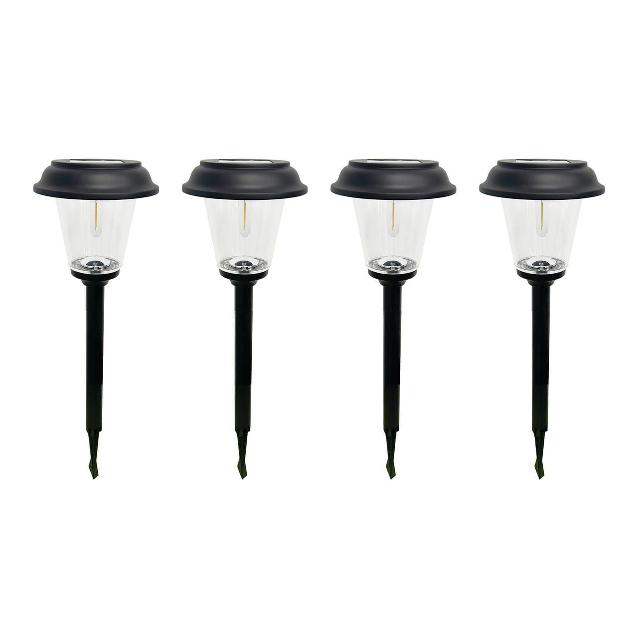 Better Homes & Gardens Elijah Solar Powered Black Landscape Filament LED Pathway Light, 20 Lumens (4 Count)