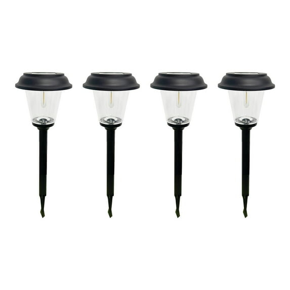 Better Homes & Gardens Elijah Solar Powered Black Landscape Filament LED Pathway Light, 20 Lumens (4 Count)