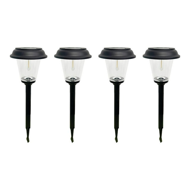 Better Homes & Gardens Elijah Solar Powered Black Landscape Filament LED Pathway Light, 20 Lumens (4 Count)
