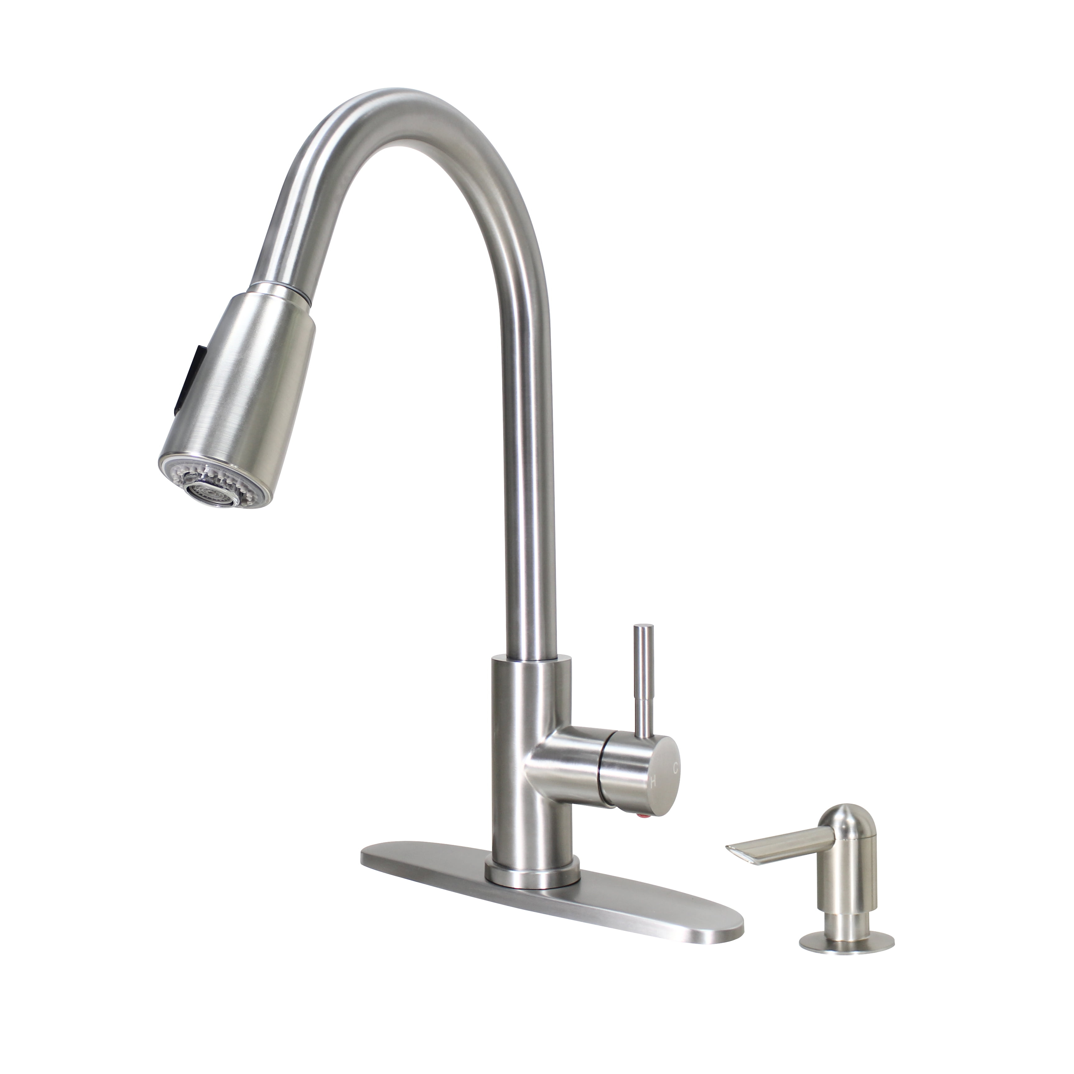 Better Homes & Gardens Elmont Pull Down Kitchen Faucet with Soap Dispenser, Satin Nickel