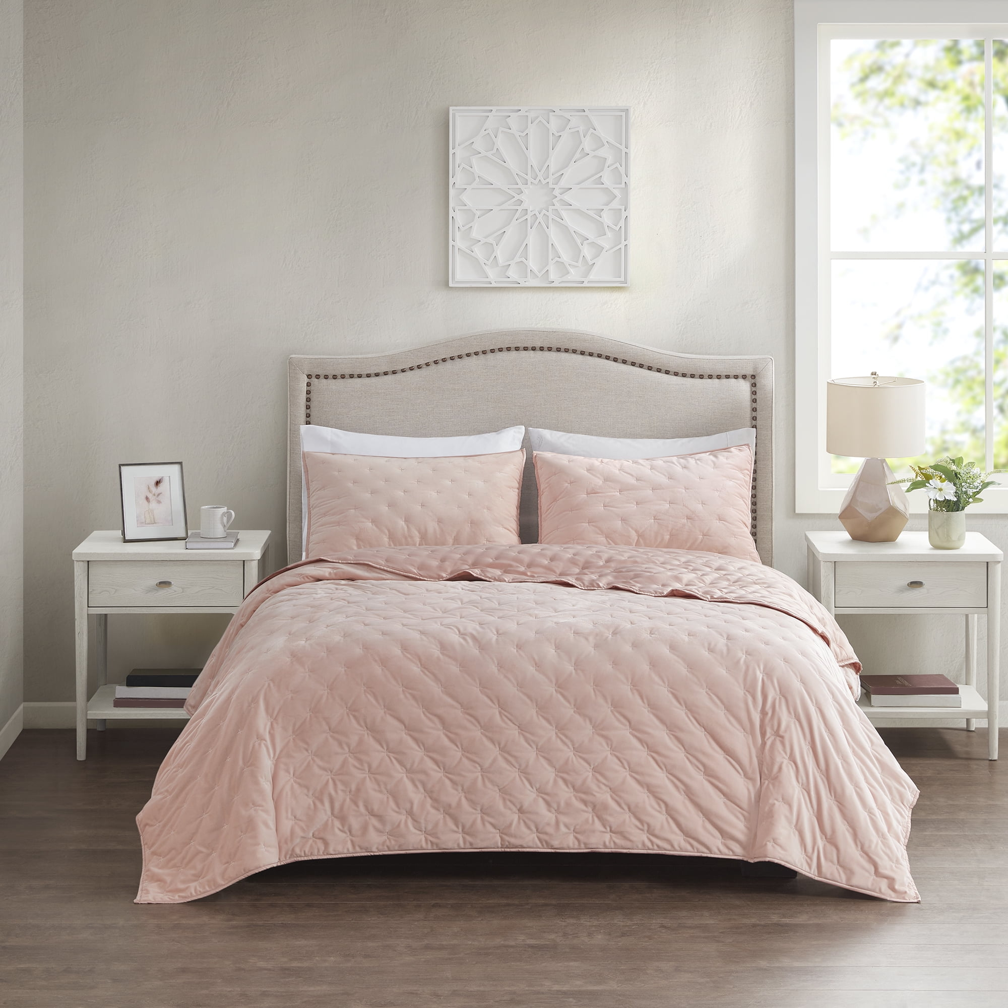 Better Homes & Gardens Blush Embroidered Velvet Quilt, King