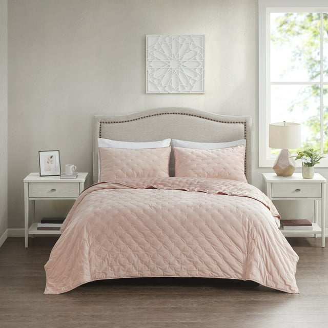 Better Homes & Gardens Blush Embroidered Velvet Quilt, King