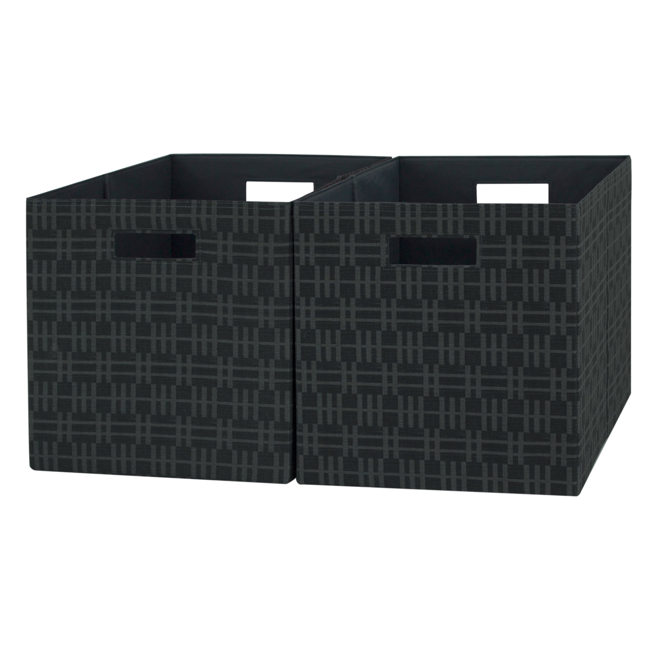 Better Homes & Gardens Fabric Cube Storage Bins (12.75" x 12.75"), 2 Pack, Gray Stripe Geo
