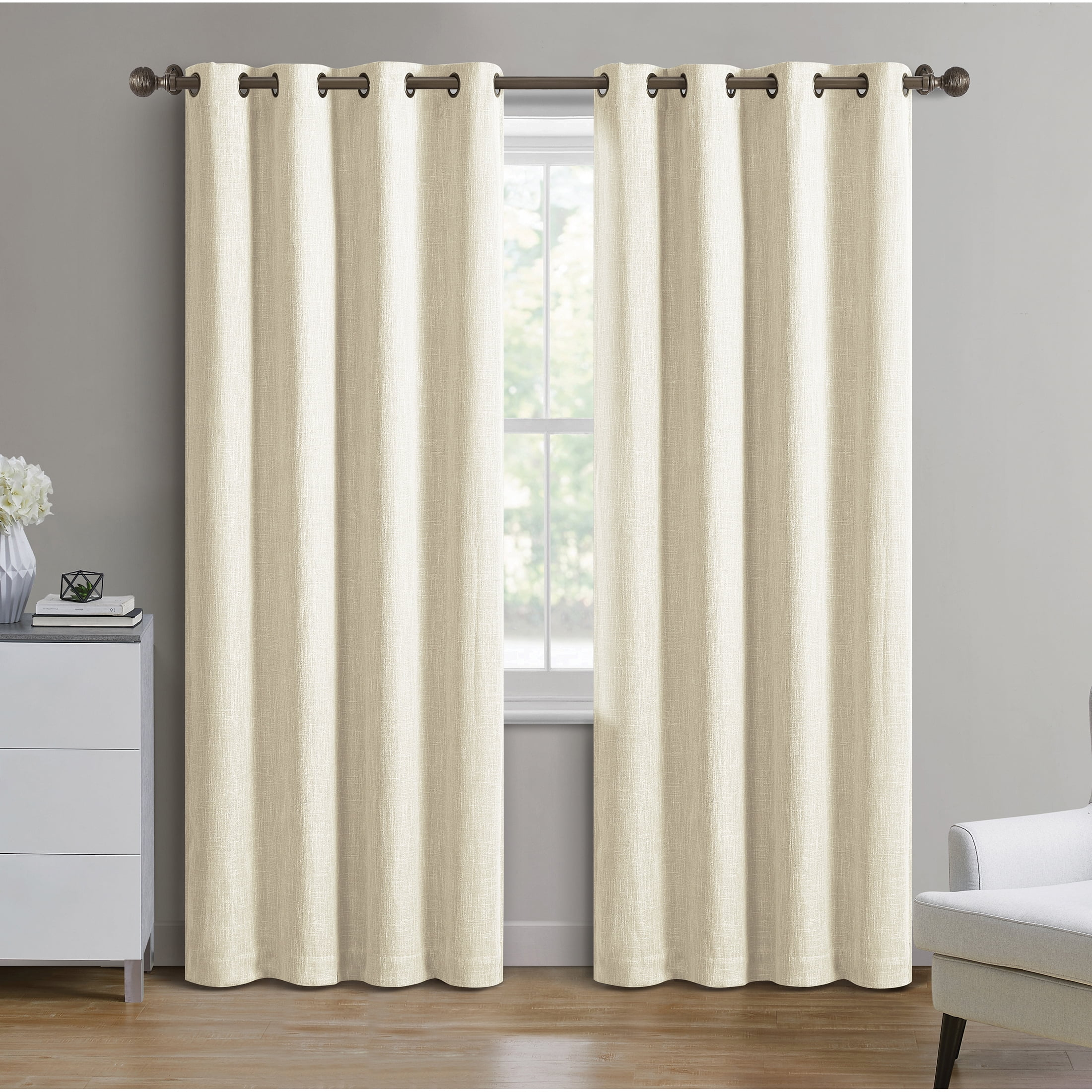 Better Homes & Gardens Woven Textured Grommet Blackout Curtain Panel, 1-Piece, Ivory, 50" W x 84" L