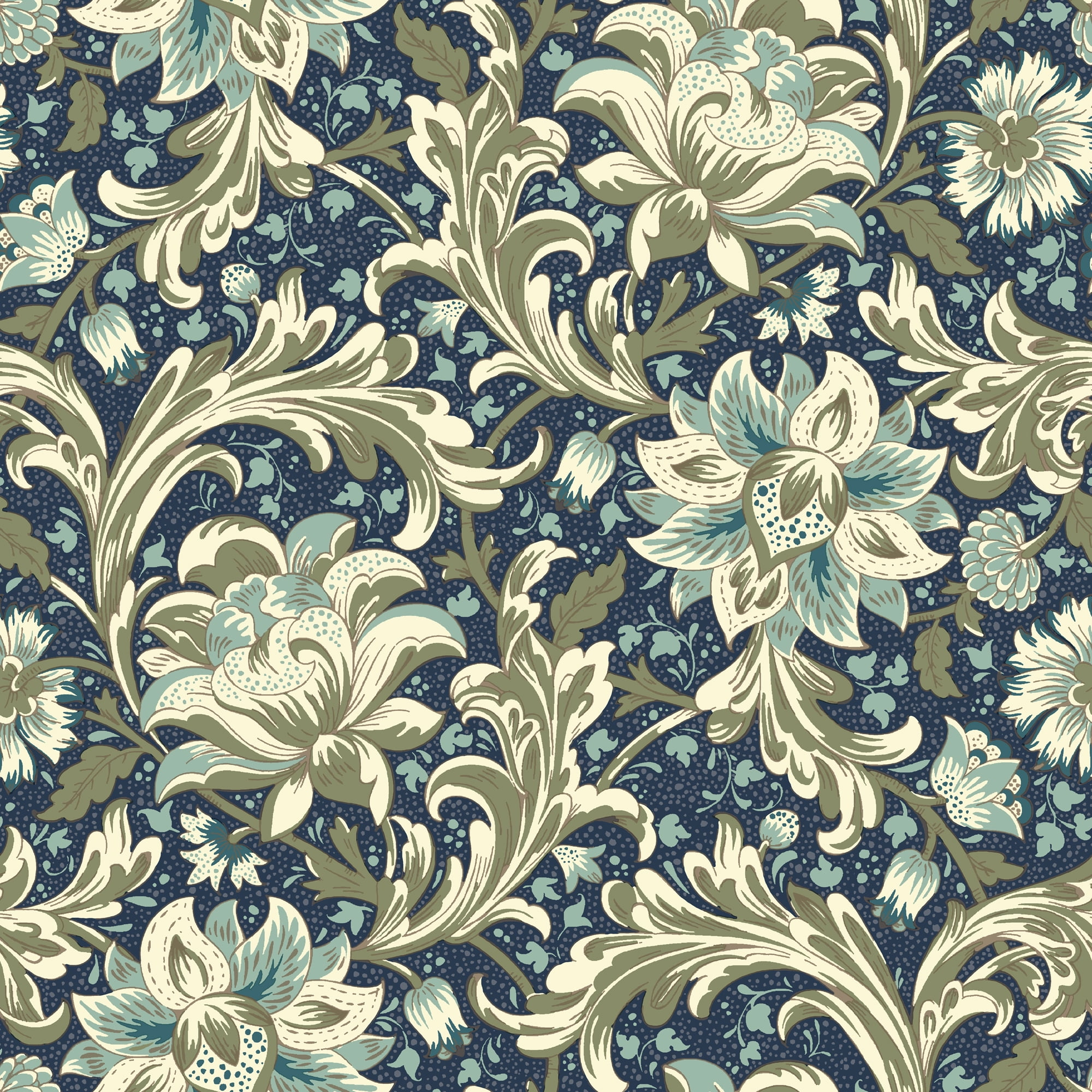 Better Homes & Gardens Navy Isolda Jacobean Peel and Stick Wallpaper, 20.5" x 18'