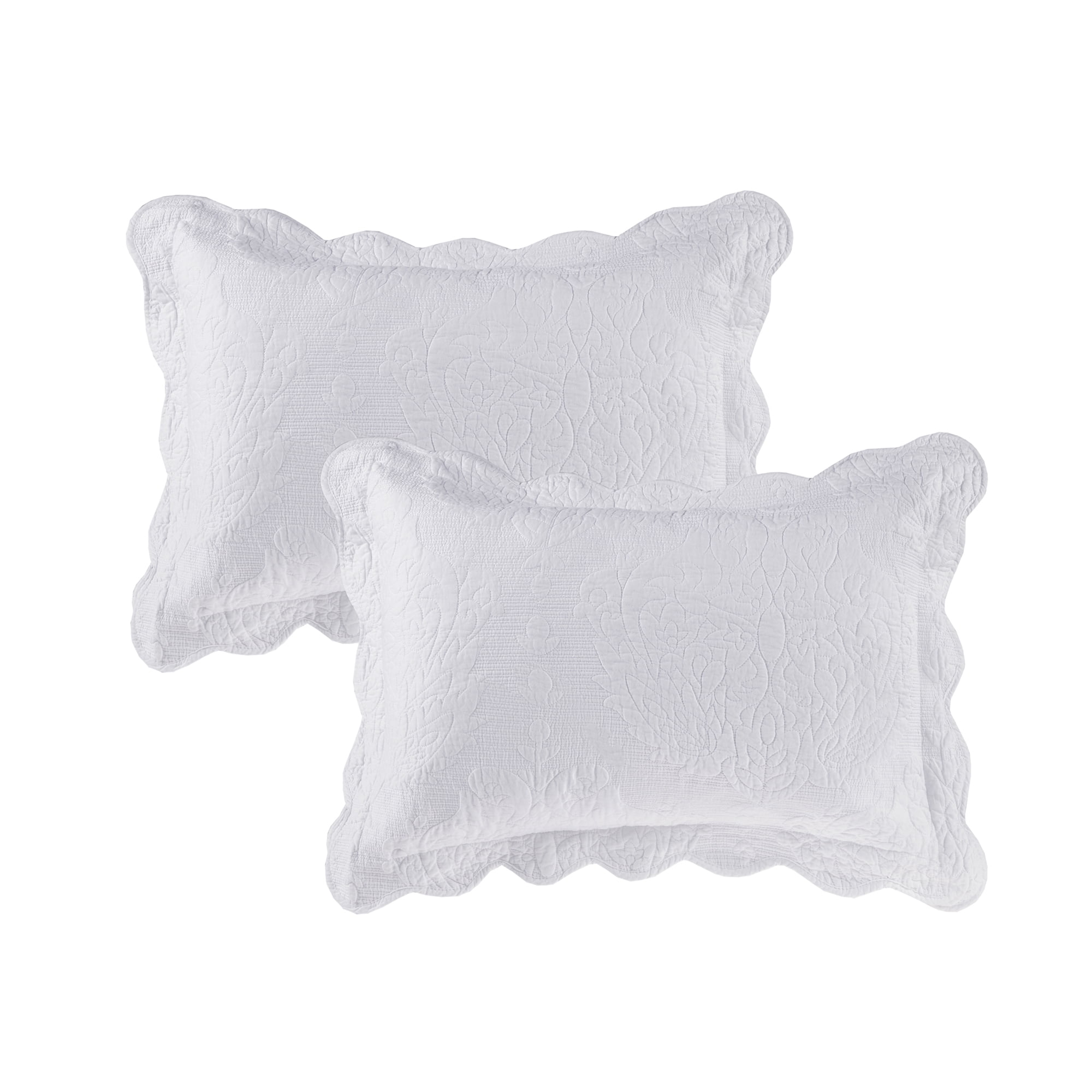 Better Homes & Gardens Quilted Paisley Medallion Cotton Standard Sham, White, 2 Piece, All Age Groups