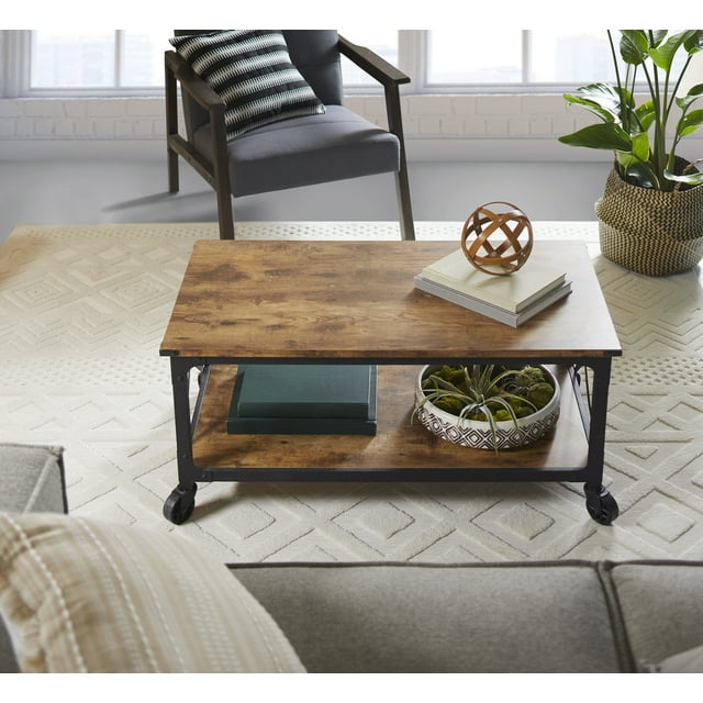 Better Homes & Gardens Rustic Country Coffee Table, Weathered Pine Finish